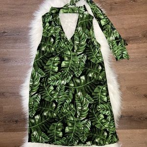 Rosette Leafy Pattern Summer Dress Bathing Suit Cover Up Dress Size Small.